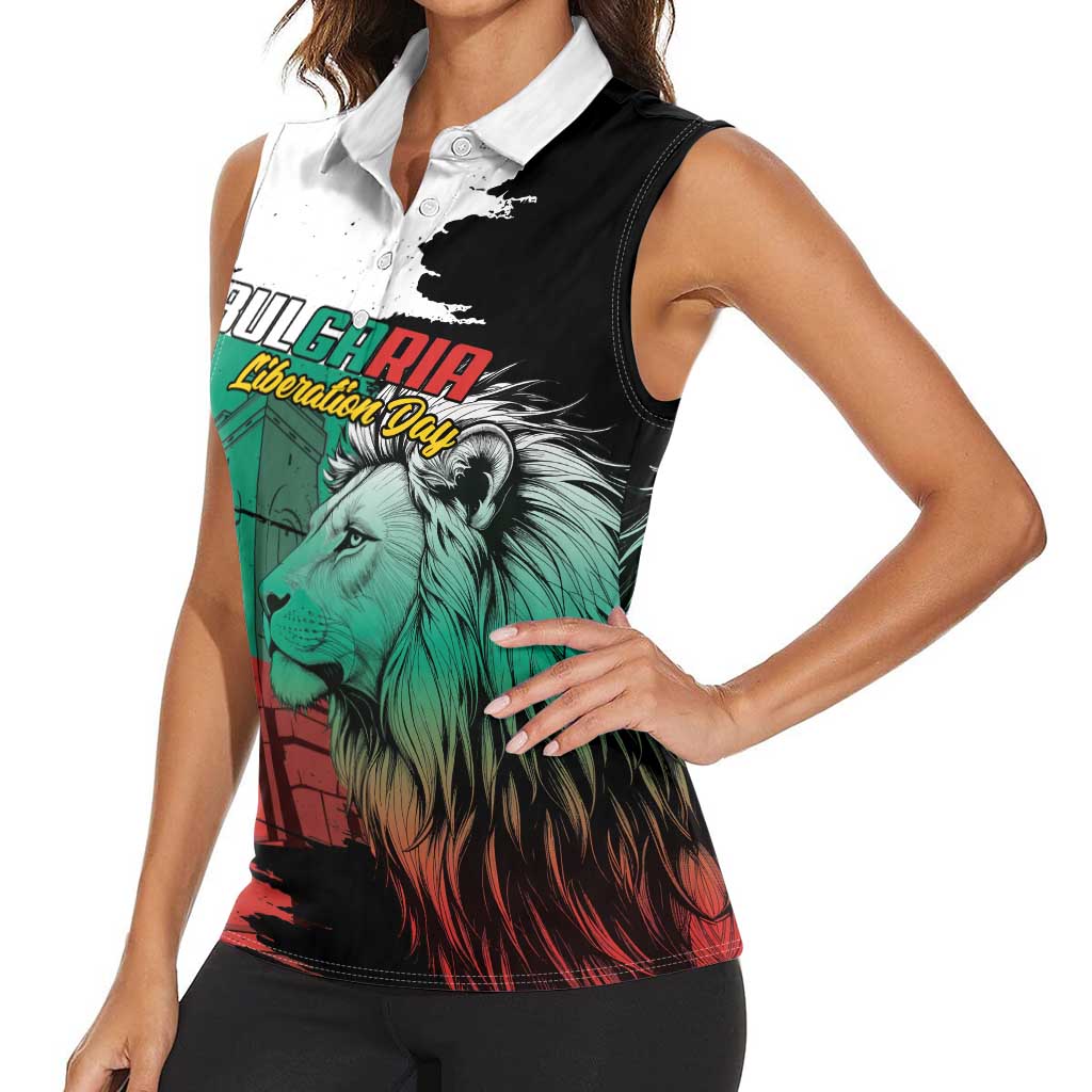 Bulgaria Liberation Day Personalized Women Sleeveless Polo Shirt Bulgarian Lion National Pride Patriotic