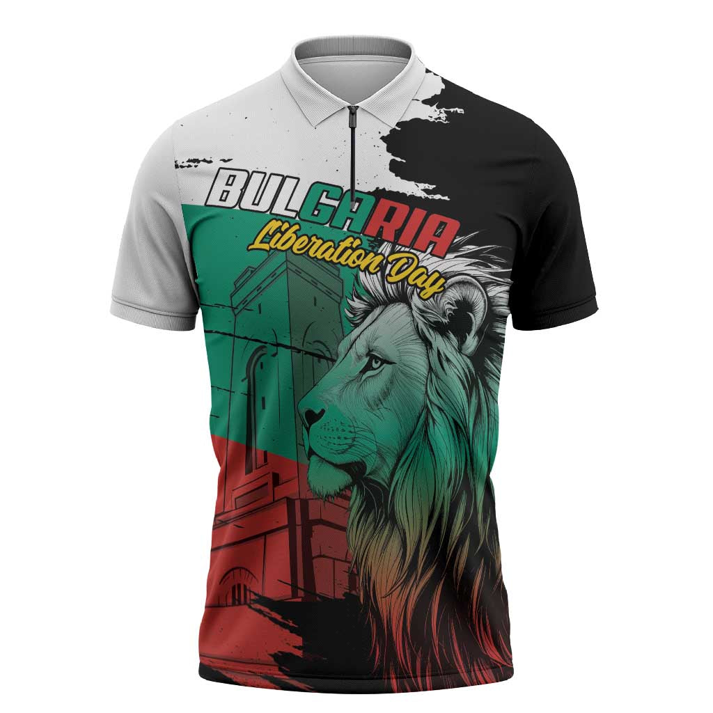 Bulgaria Liberation Day Personalized Zipper Polo Shirt Bulgarian Lion National Pride Patriotic