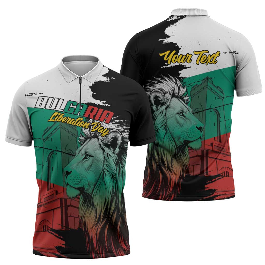 Bulgaria Liberation Day Personalized Zipper Polo Shirt Bulgarian Lion National Pride Patriotic