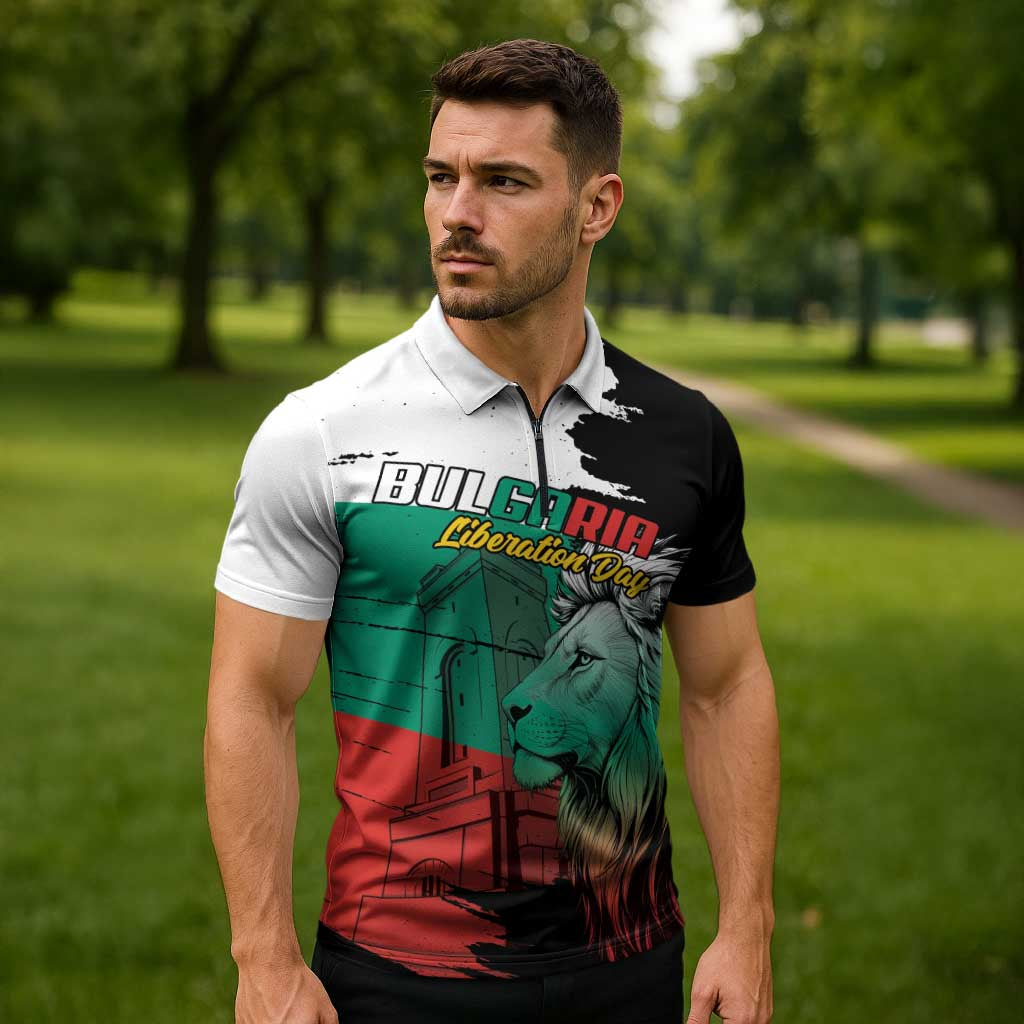 Bulgaria Liberation Day Personalized Zipper Polo Shirt Bulgarian Lion National Pride Patriotic