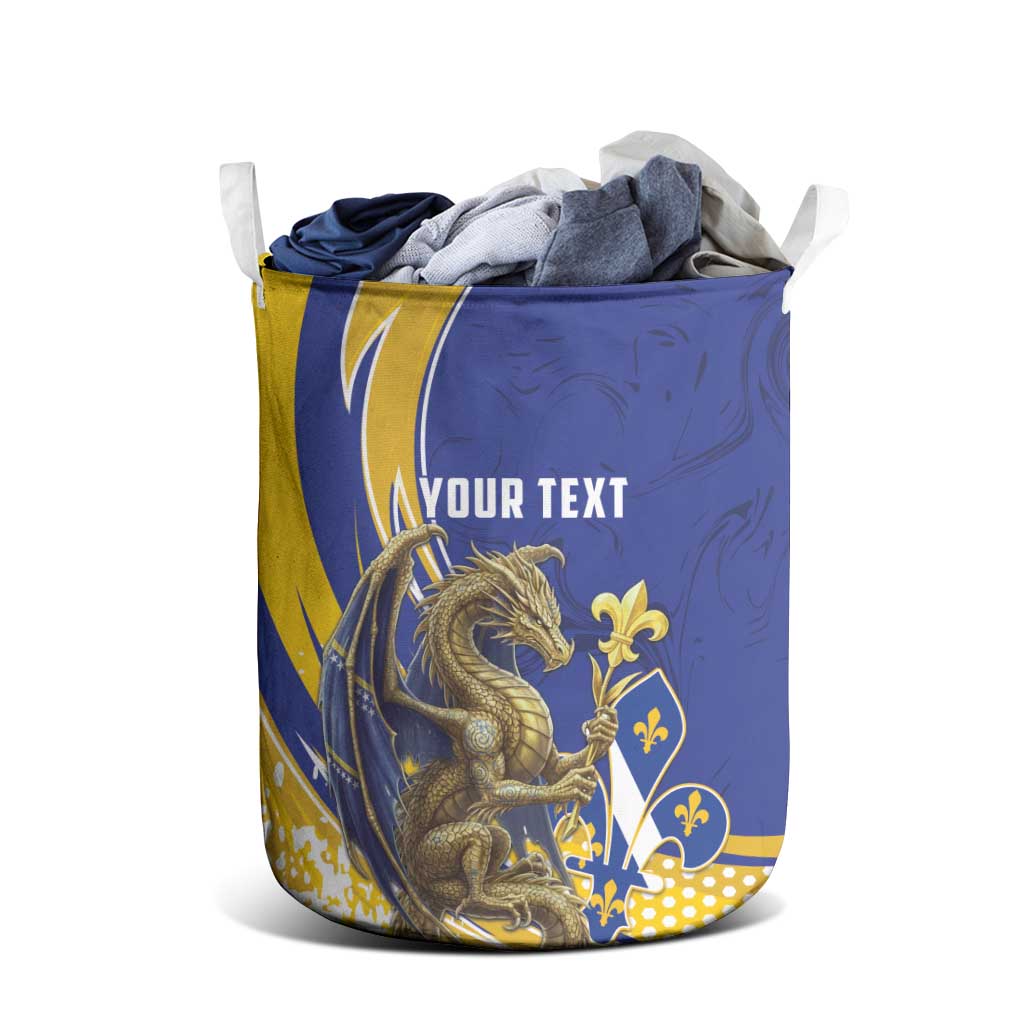Bosnia and Herzegovina Independence Day Personalized Laundry Basket Medieval Dragon Fleur-de-Lis Patriotic