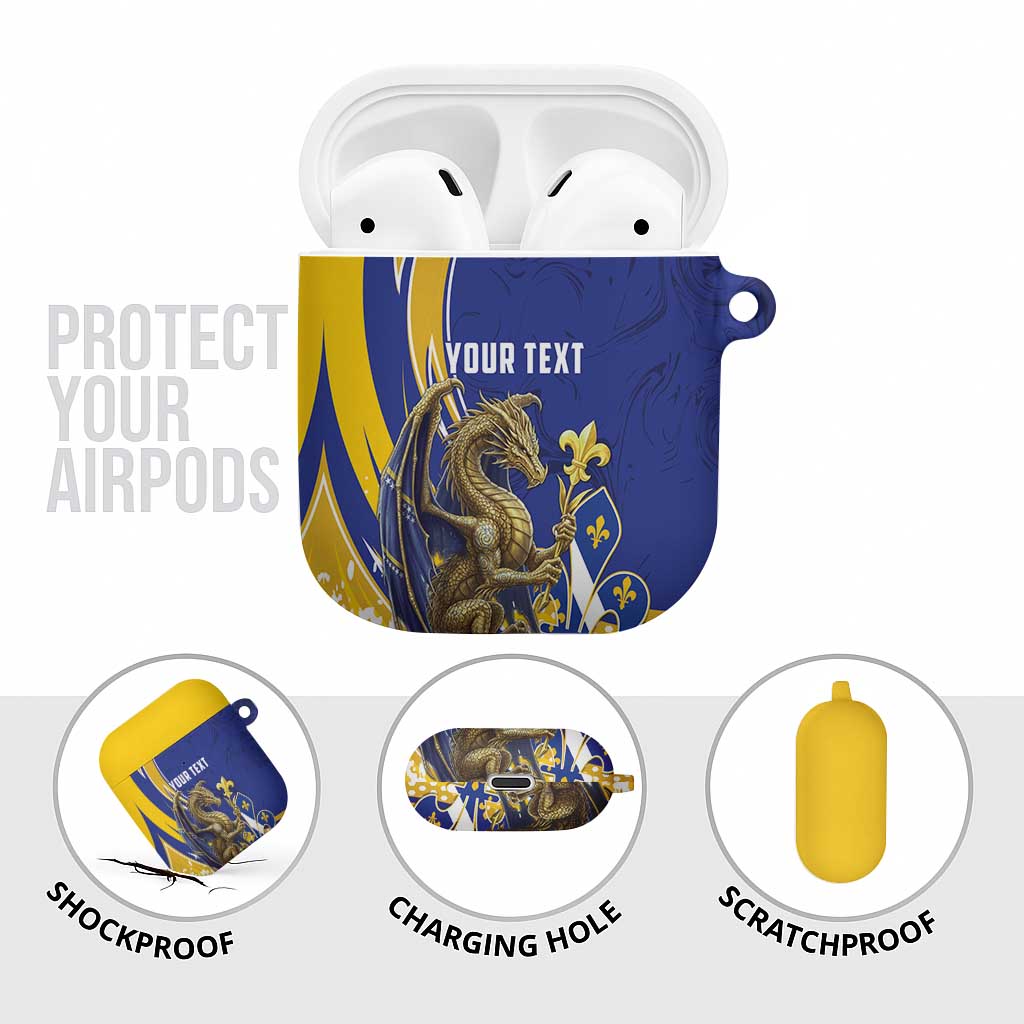 Bosnia and Herzegovina Independence Day Personalized AirPods Case Medieval Dragon Fleur-de-Lis Patriotic