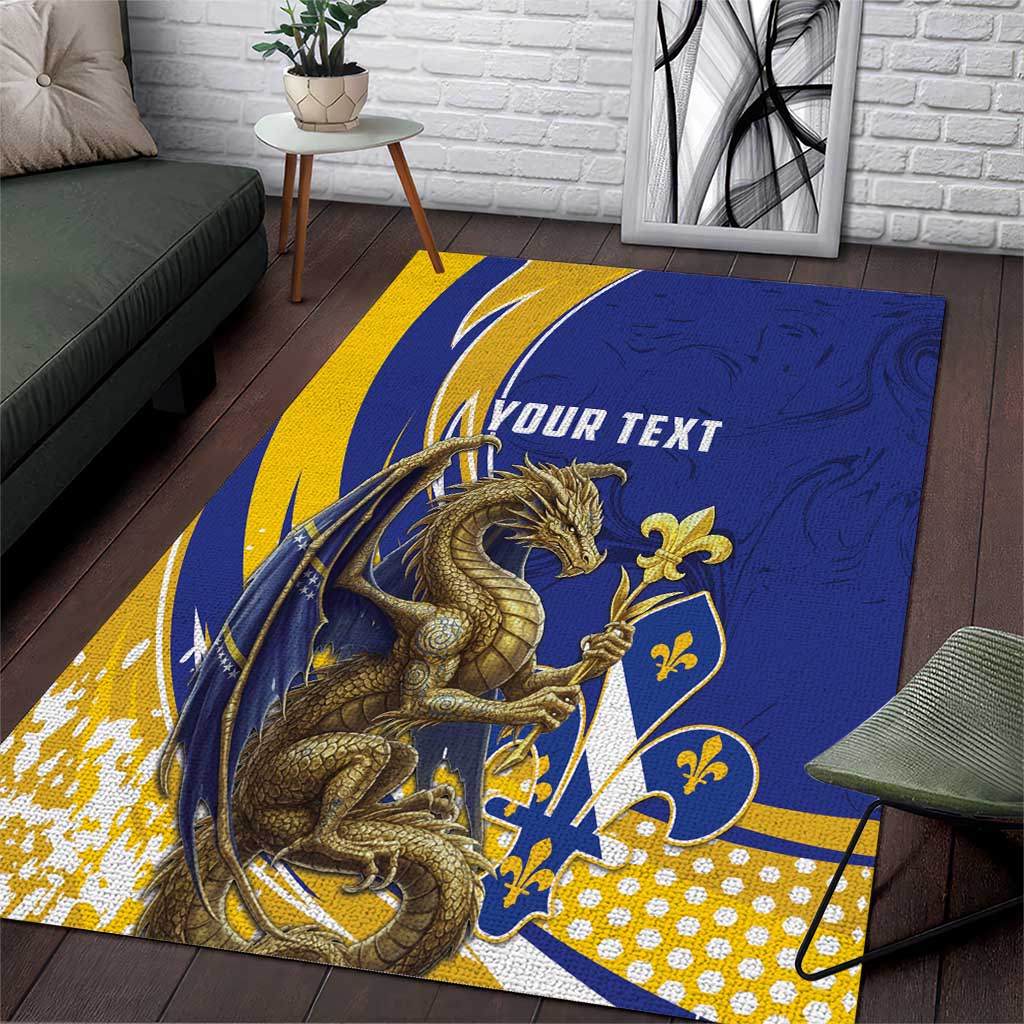 Bosnia and Herzegovina Independence Day Personalized Area Rug Medieval Dragon Fleur-de-Lis Patriotic