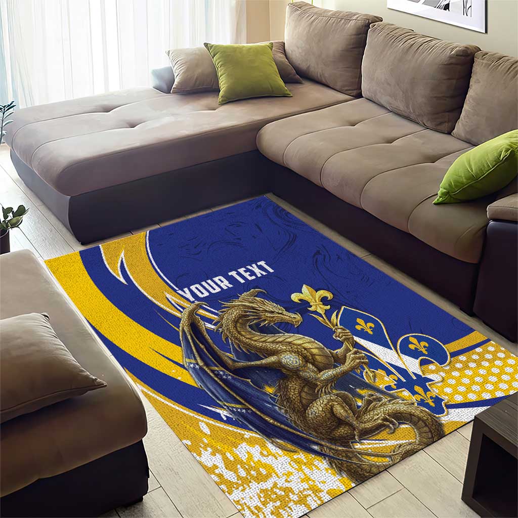 Bosnia and Herzegovina Independence Day Personalized Area Rug Medieval Dragon Fleur-de-Lis Patriotic