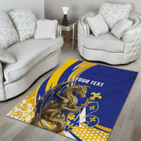 Bosnia and Herzegovina Independence Day Personalized Area Rug Medieval Dragon Fleur-de-Lis Patriotic