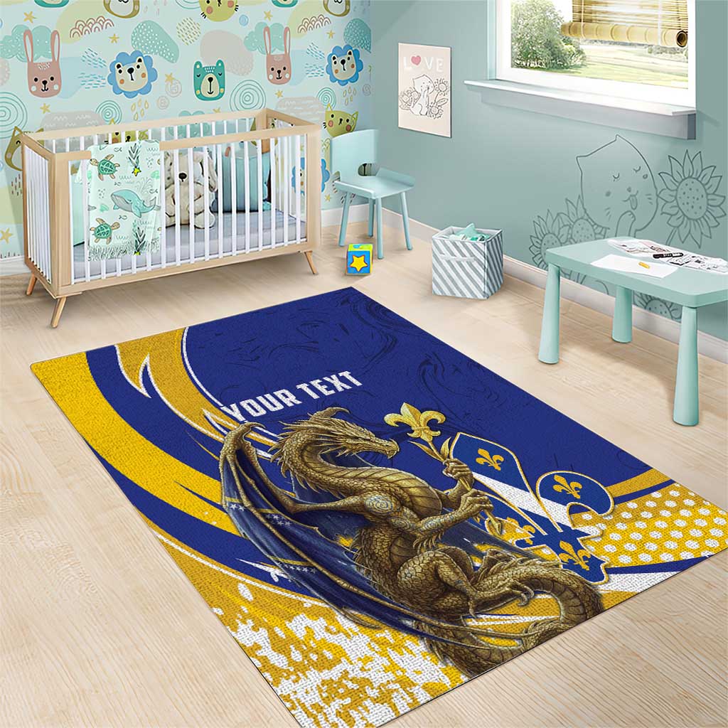 Bosnia and Herzegovina Independence Day Personalized Area Rug Medieval Dragon Fleur-de-Lis Patriotic