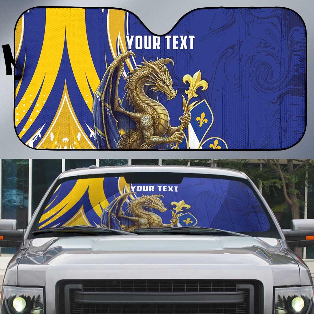 Bosnia and Herzegovina Independence Day Personalized Auto Sun Shade Medieval Dragon Fleur-de-Lis Patriotic