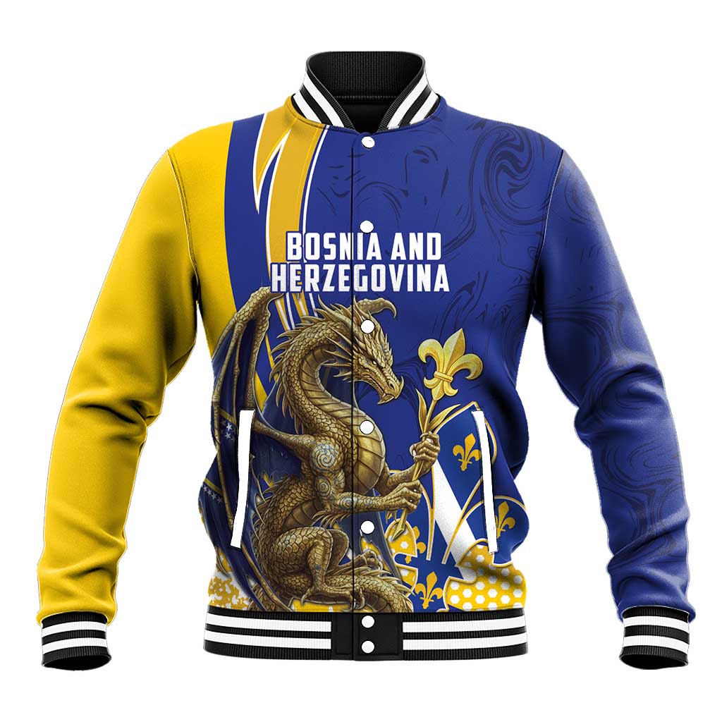 Bosnia and Herzegovina Independence Day Personalized Baseball Jacket Medieval Dragon Fleur-de-Lis Patriotic