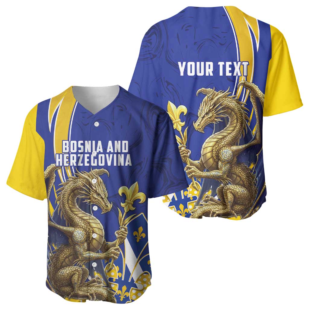 Bosnia and Herzegovina Independence Day Personalized Baseball Jersey Medieval Dragon Fleur-de-Lis Patriotic