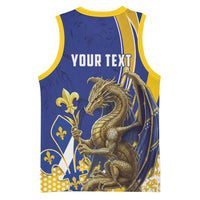 Bosnia and Herzegovina Independence Day Personalized Basketball Jersey Medieval Dragon Fleur-de-Lis Patriotic