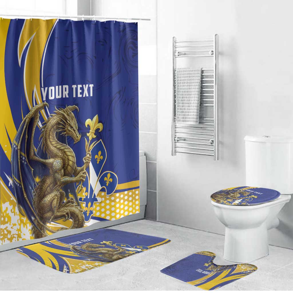 Bosnia and Herzegovina Independence Day Personalized Bathroom Set Medieval Dragon Fleur-de-Lis Patriotic