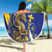 Bosnia and Herzegovina Independence Day Personalized Beach Blanket Medieval Dragon Fleur-de-Lis Patriotic