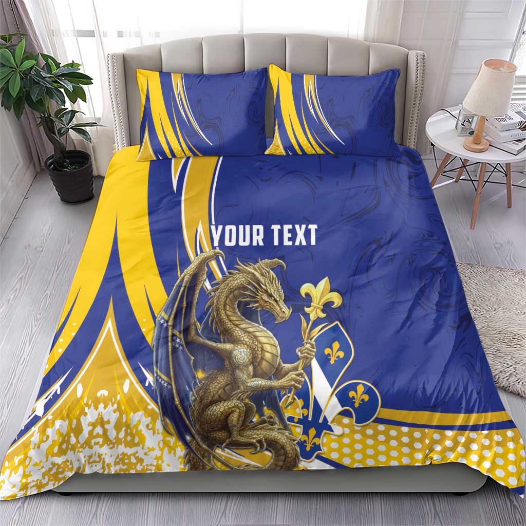 Bosnia and Herzegovina Independence Day Personalized Bedding Set Medieval Dragon Fleur-de-Lis Patriotic