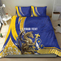 Bosnia and Herzegovina Independence Day Personalized Bedding Set Medieval Dragon Fleur-de-Lis Patriotic