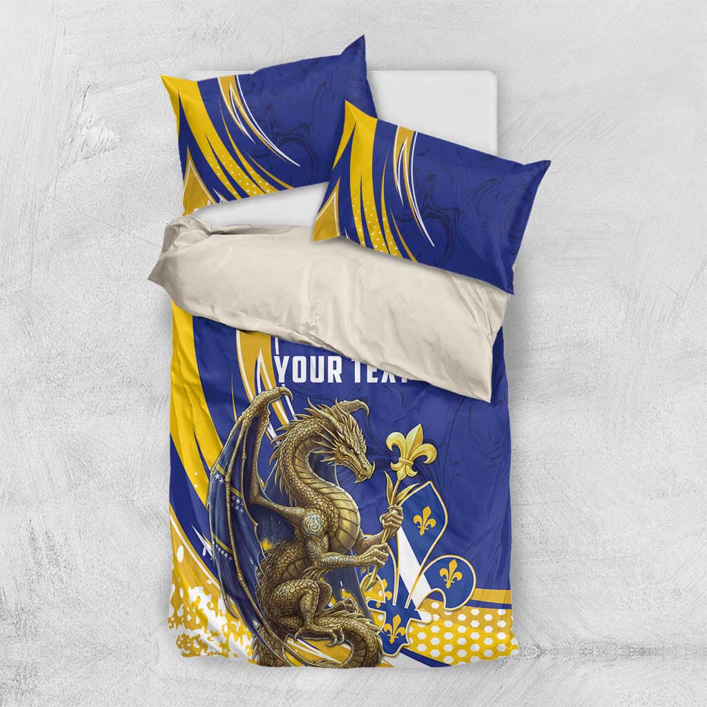 Bosnia and Herzegovina Independence Day Personalized Bedding Set Medieval Dragon Fleur-de-Lis Patriotic