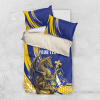 Bosnia and Herzegovina Independence Day Personalized Bedding Set Medieval Dragon Fleur-de-Lis Patriotic
