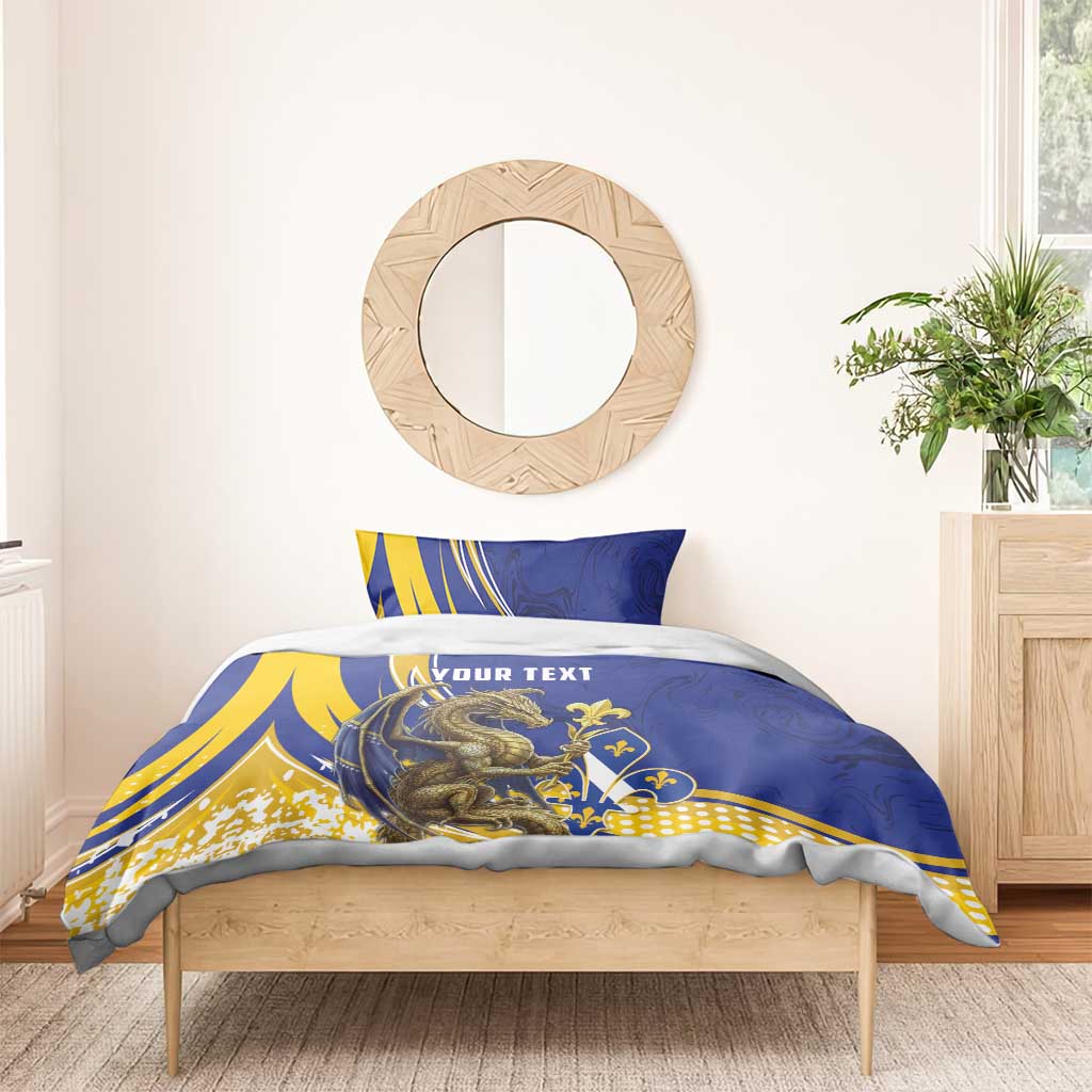 Bosnia and Herzegovina Independence Day Personalized Bedding Set Medieval Dragon Fleur-de-Lis Patriotic