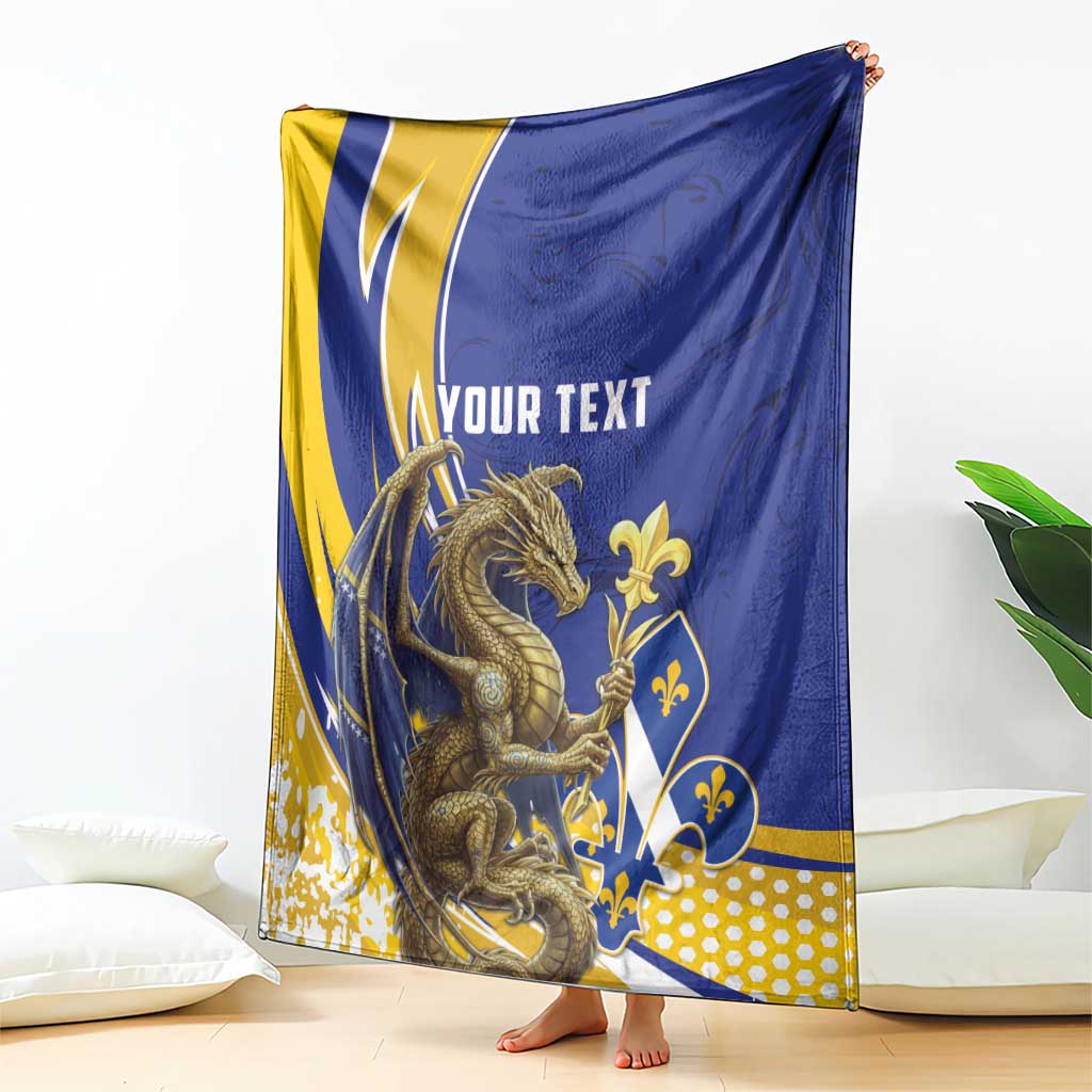 Bosnia and Herzegovina Independence Day Personalized Blanket Medieval Dragon Fleur-de-Lis Patriotic