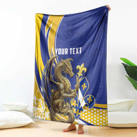 Bosnia and Herzegovina Independence Day Personalized Blanket Medieval Dragon Fleur-de-Lis Patriotic