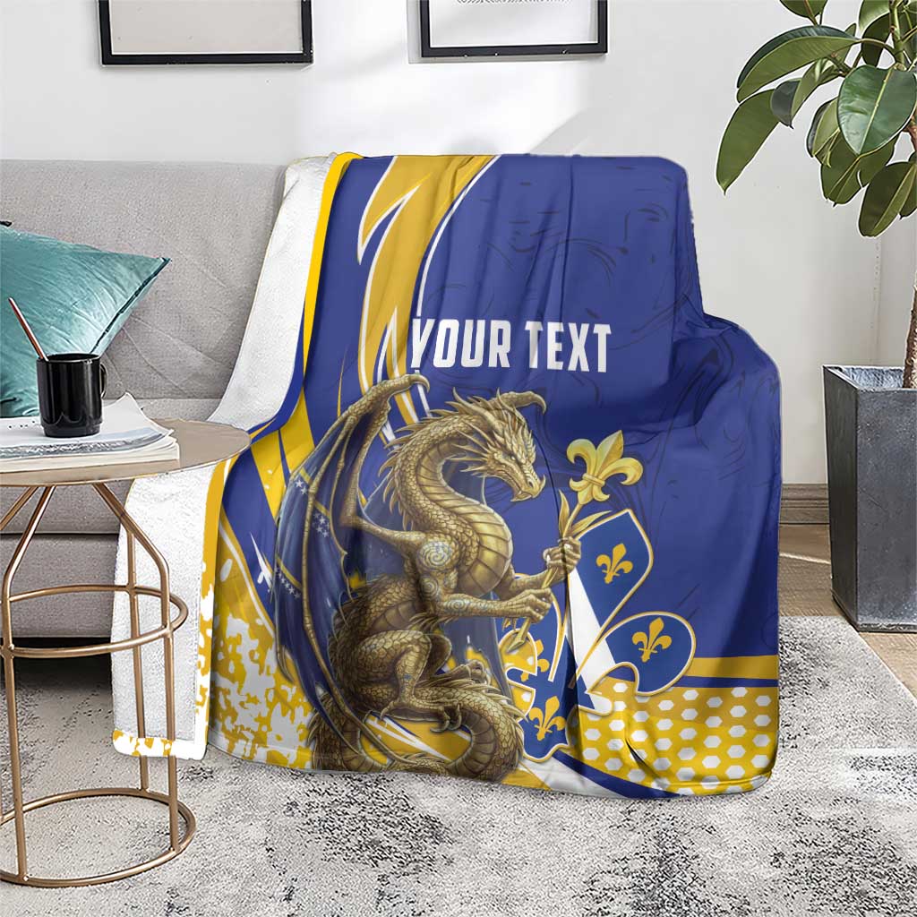Bosnia and Herzegovina Independence Day Personalized Blanket Medieval Dragon Fleur-de-Lis Patriotic