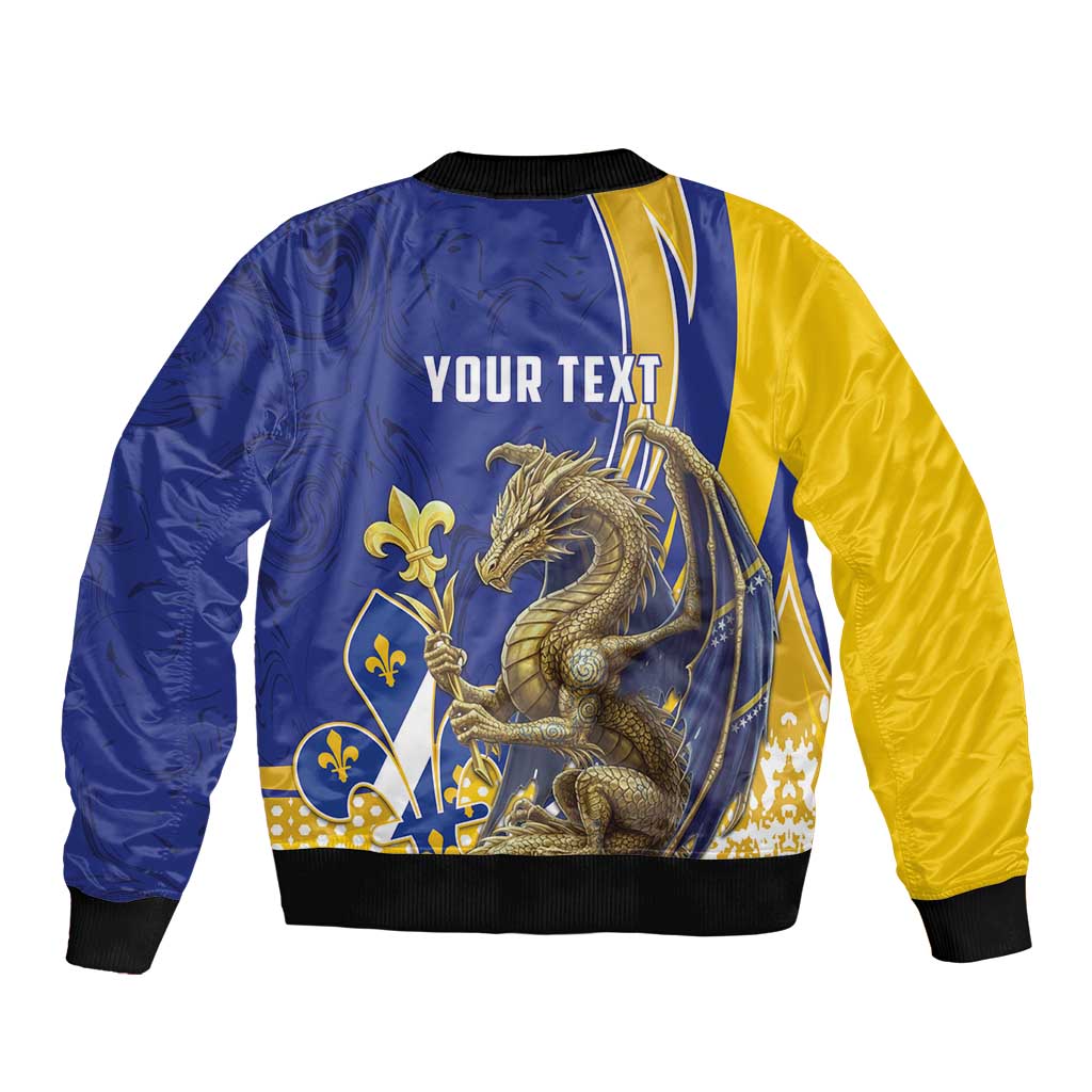 Bosnia and Herzegovina Independence Day Personalized Bomber Jacket Medieval Dragon Fleur-de-Lis Patriotic