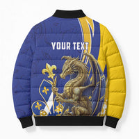 Bosnia and Herzegovina Independence Day Personalized Bomber Puffer Jacket Medieval Dragon Fleur-de-Lis Patriotic