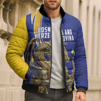 Bosnia and Herzegovina Independence Day Personalized Bomber Puffer Jacket Medieval Dragon Fleur-de-Lis Patriotic