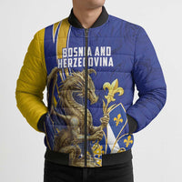 Bosnia and Herzegovina Independence Day Personalized Bomber Puffer Jacket Medieval Dragon Fleur-de-Lis Patriotic