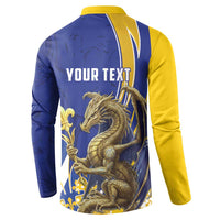 Bosnia and Herzegovina Independence Day Personalized Button Sweatshirt Medieval Dragon Fleur-de-Lis Patriotic