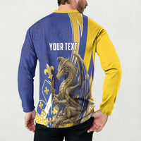 Bosnia and Herzegovina Independence Day Personalized Button Sweatshirt Medieval Dragon Fleur-de-Lis Patriotic