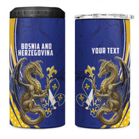 Bosnia and Herzegovina Independence Day Personalized 4 in 1 Can Cooler Tumbler Medieval Dragon Fleur-de-Lis Patriotic