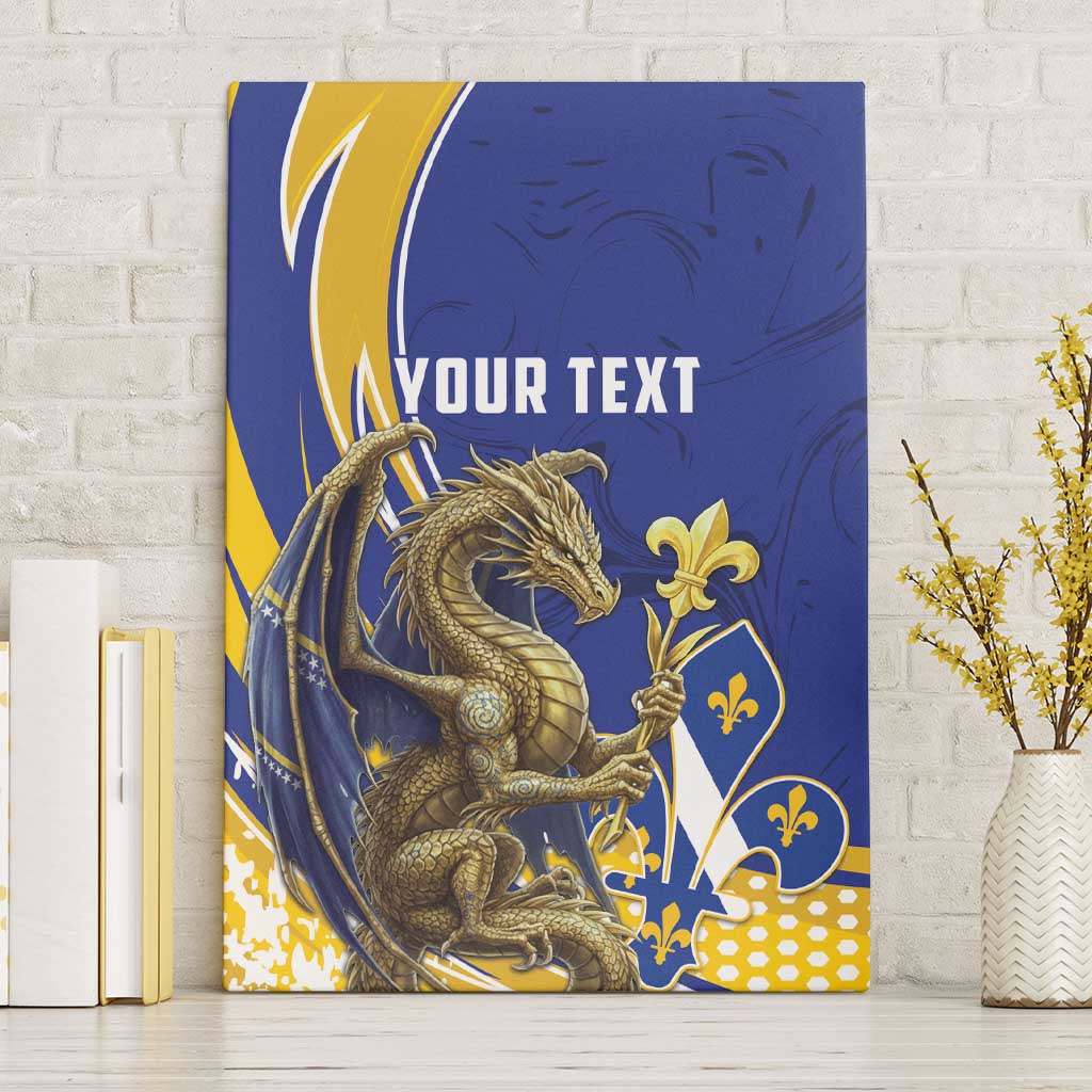 Bosnia and Herzegovina Independence Day Personalized Canvas Wall Art Medieval Dragon Fleur-de-Lis Patriotic
