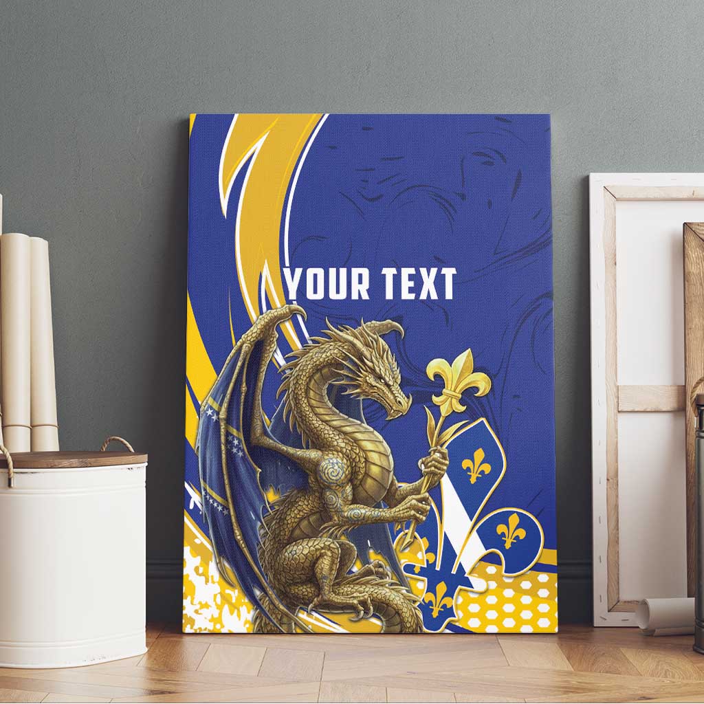 Bosnia and Herzegovina Independence Day Personalized Canvas Wall Art Medieval Dragon Fleur-de-Lis Patriotic