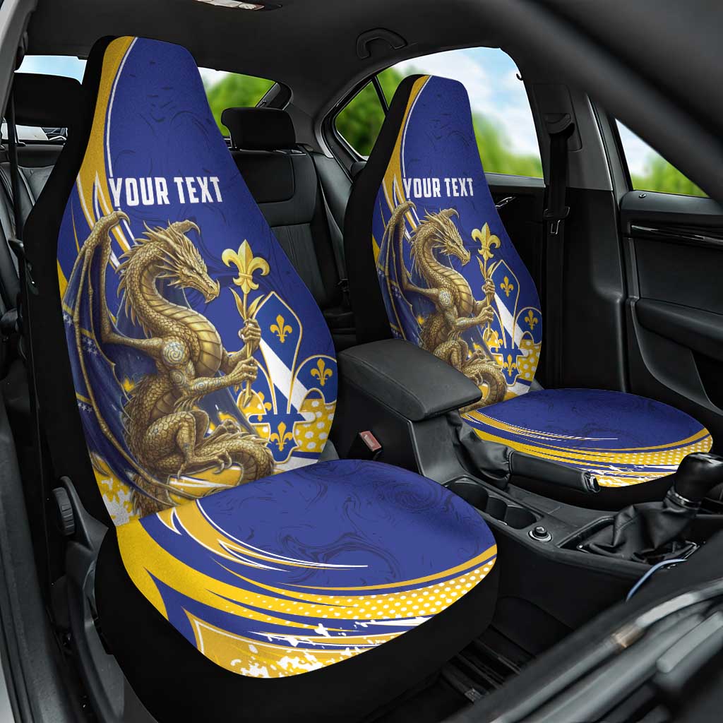 Bosnia and Herzegovina Independence Day Personalized Car Seat Cover Medieval Dragon Fleur-de-Lis Patriotic