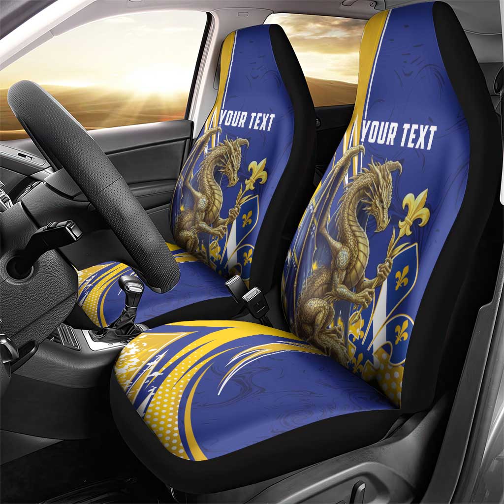 Bosnia and Herzegovina Independence Day Personalized Car Seat Cover Medieval Dragon Fleur-de-Lis Patriotic