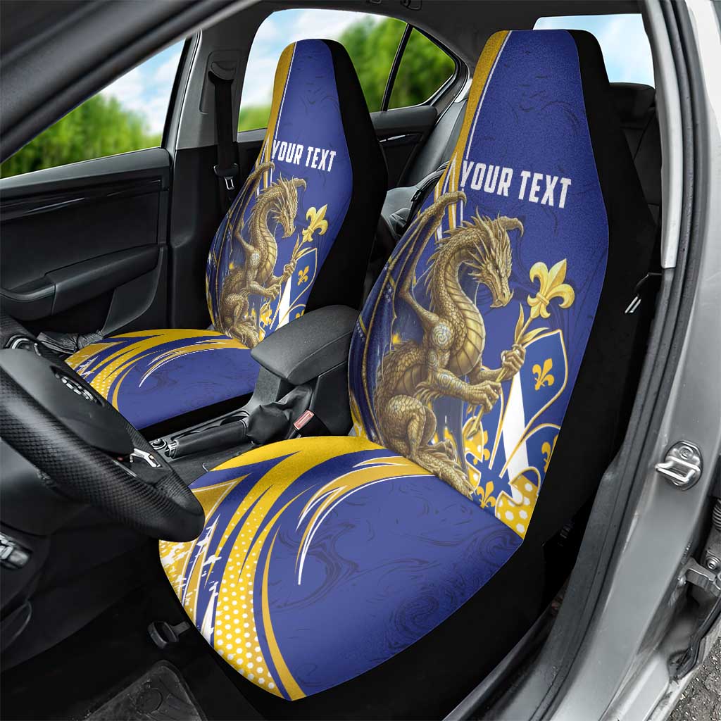 Bosnia and Herzegovina Independence Day Personalized Car Seat Cover Medieval Dragon Fleur-de-Lis Patriotic