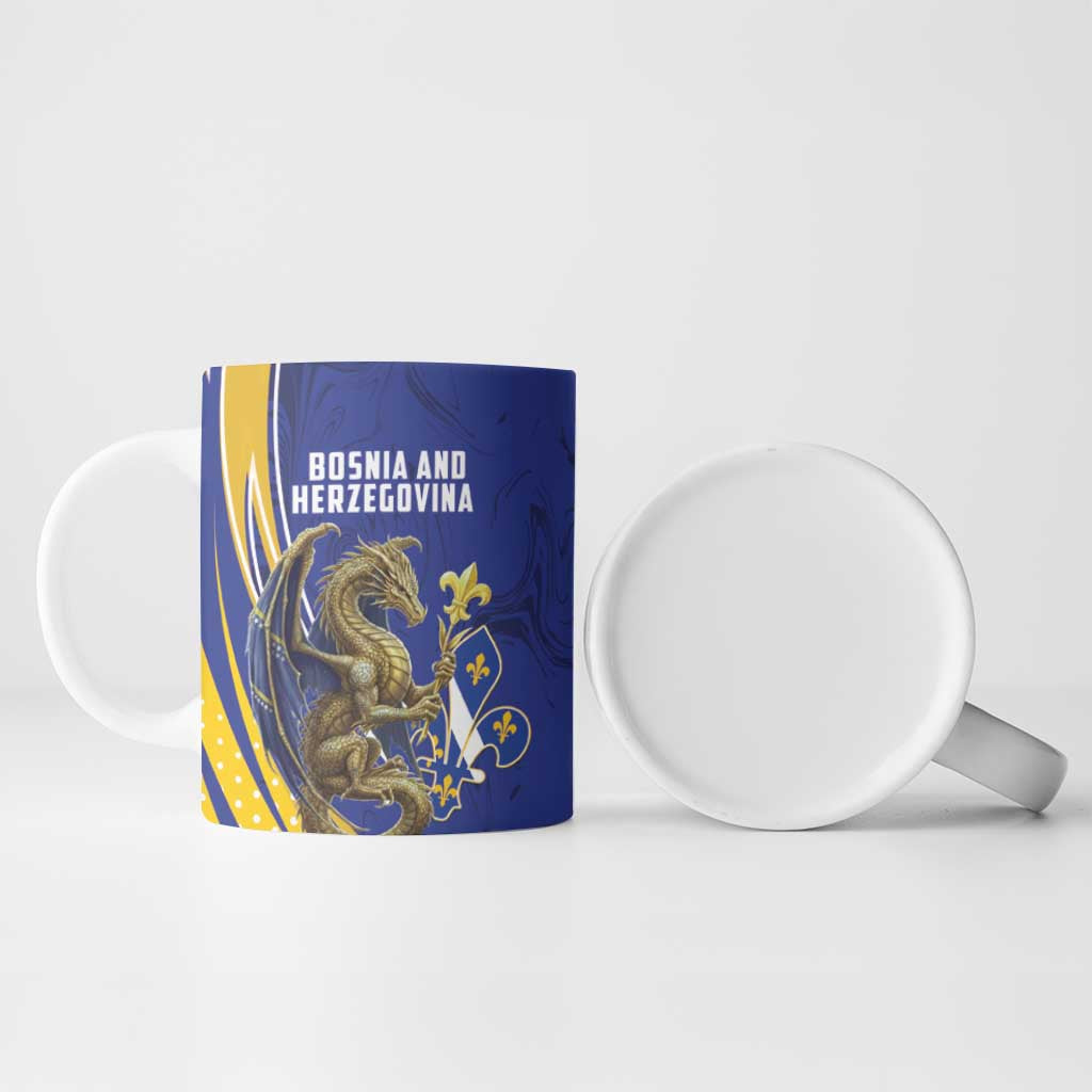 Bosnia and Herzegovina Independence Day Personalized Ceramic Mug Medieval Dragon Fleur-de-Lis Patriotic