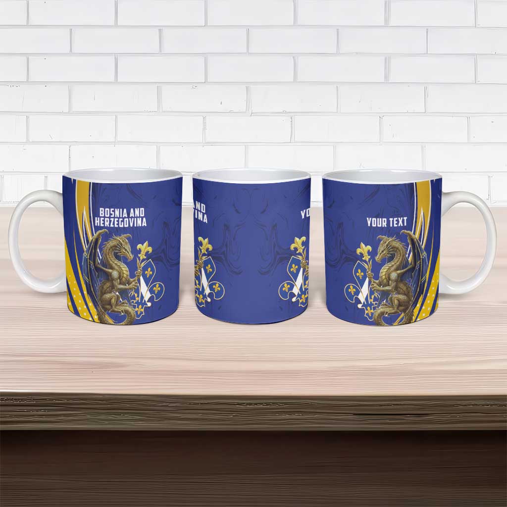 Bosnia and Herzegovina Independence Day Personalized Ceramic Mug Medieval Dragon Fleur-de-Lis Patriotic