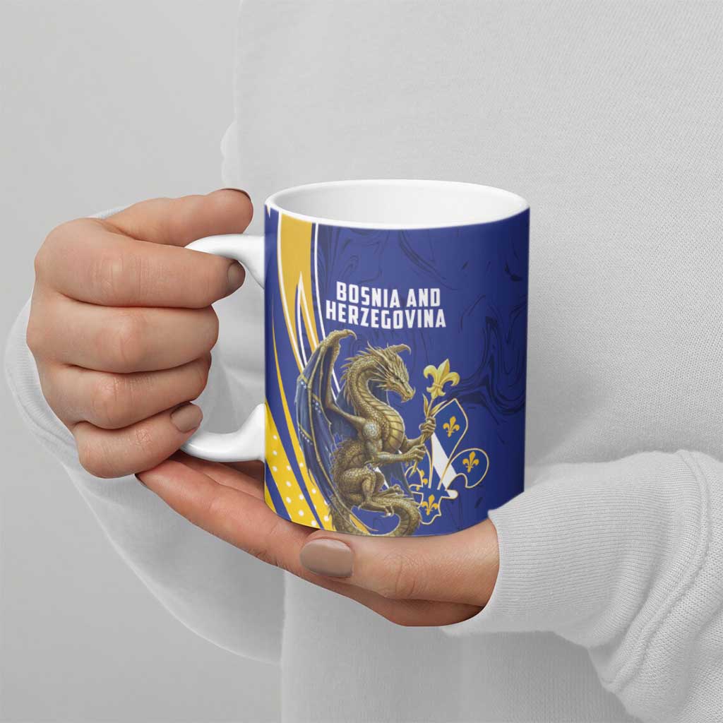 Bosnia and Herzegovina Independence Day Personalized Ceramic Mug Medieval Dragon Fleur-de-Lis Patriotic