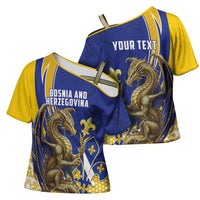 Bosnia and Herzegovina Independence Day Personalized Cross Shoulder Shirt Medieval Dragon Fleur-de-Lis Patriotic