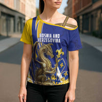 Bosnia and Herzegovina Independence Day Personalized Cross Shoulder Shirt Medieval Dragon Fleur-de-Lis Patriotic