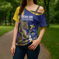 Bosnia and Herzegovina Independence Day Personalized Cross Shoulder Shirt Medieval Dragon Fleur-de-Lis Patriotic