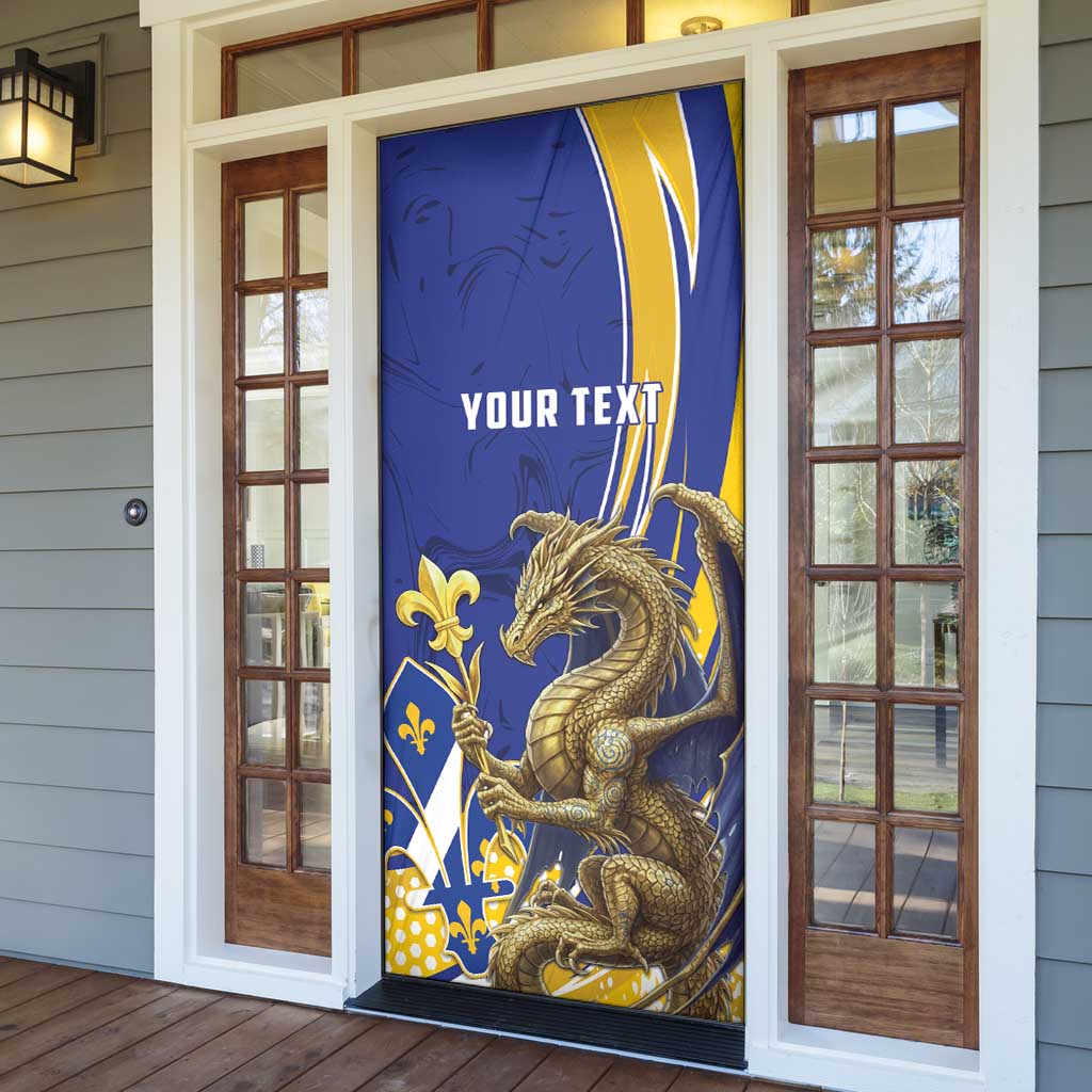 Bosnia and Herzegovina Independence Day Personalized Door Cover Medieval Dragon Fleur-de-Lis Patriotic