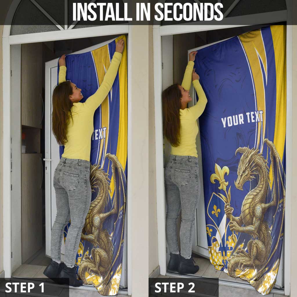 Bosnia and Herzegovina Independence Day Personalized Door Cover Medieval Dragon Fleur-de-Lis Patriotic