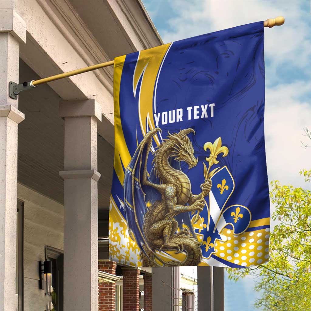 Bosnia and Herzegovina Independence Day Personalized Garden Flag Medieval Dragon Fleur-de-Lis Patriotic