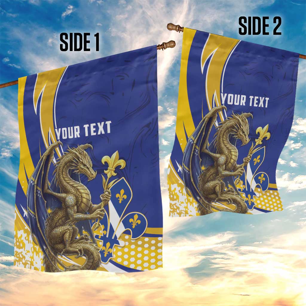 Bosnia and Herzegovina Independence Day Personalized Garden Flag Medieval Dragon Fleur-de-Lis Patriotic
