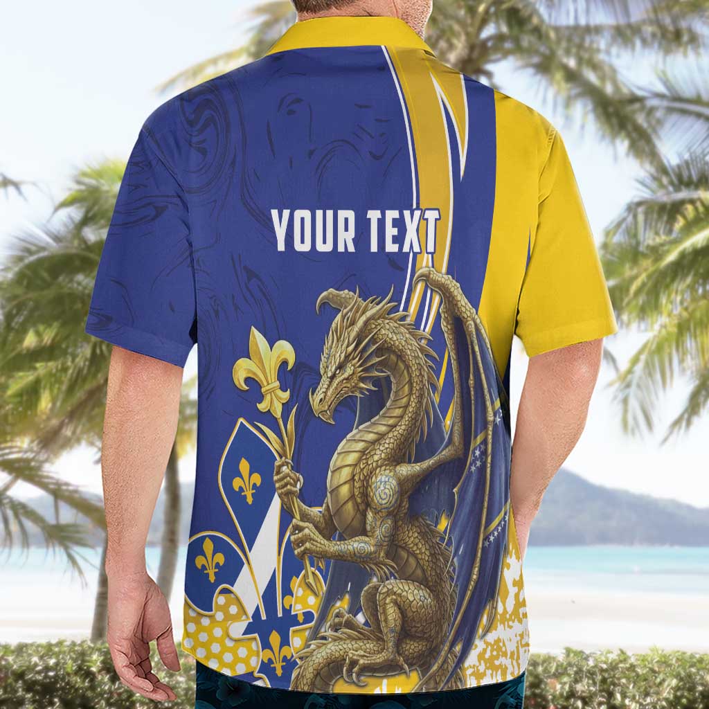 Bosnia and Herzegovina Independence Day Personalized Hawaiian Shirt Medieval Dragon Fleur-de-Lis Patriotic