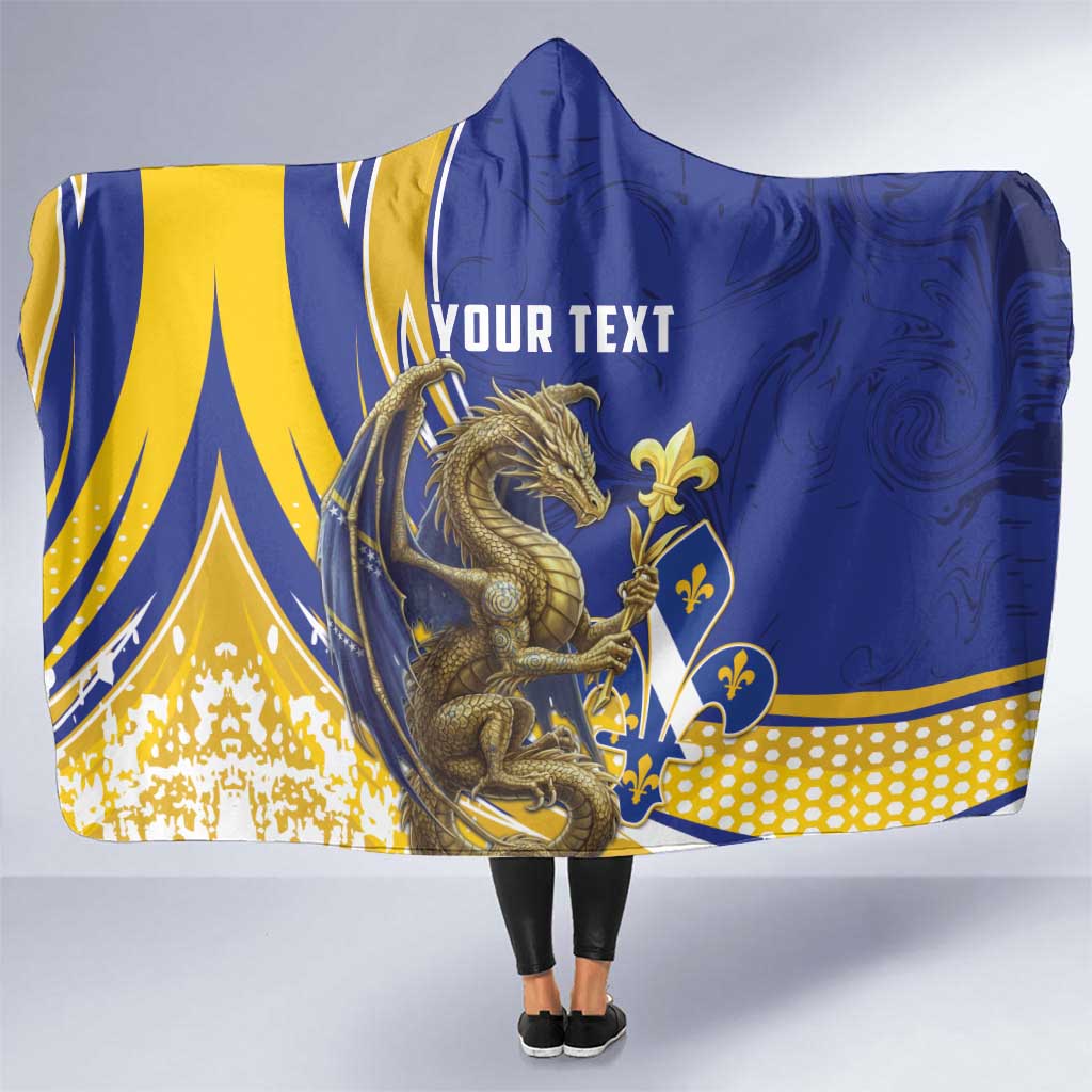 Bosnia and Herzegovina Independence Day Personalized Hooded Blanket Medieval Dragon Fleur-de-Lis Patriotic