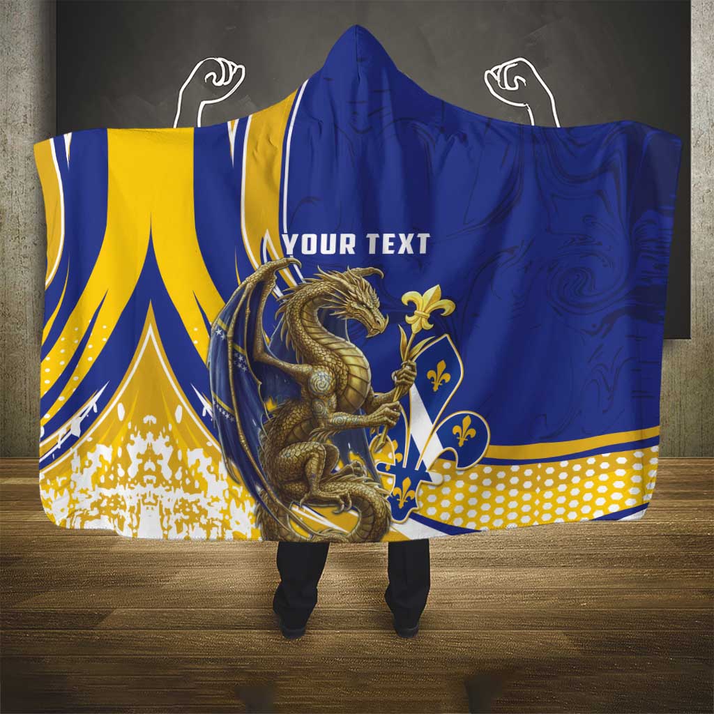 Bosnia and Herzegovina Independence Day Personalized Hooded Blanket Medieval Dragon Fleur-de-Lis Patriotic