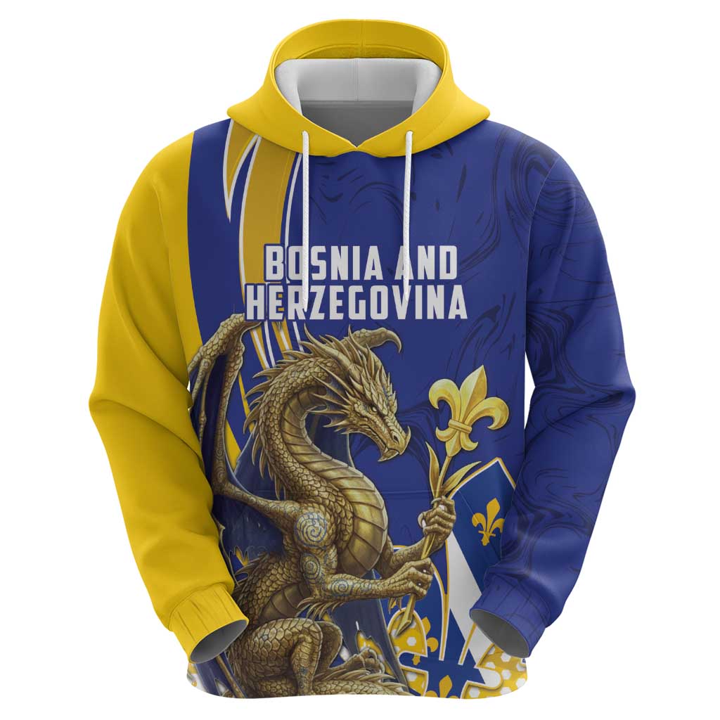 Bosnia and Herzegovina Independence Day Personalized Hoodie Medieval Dragon Fleur-de-Lis Patriotic